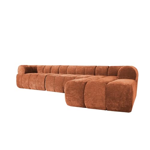 Brabrety 122" Modern L-Shaped Sectional Sofa with High-Density Fully Compressed Sponge and Chaise Lounge,2-Piece Set,Fully Assembled Right Hand Facing, Perfect for Living Room,Lounge (Orange_94)