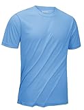 KEFITEVD Quick Dry Short Sleeve Shirts for Men UPF 50+ Sun T-Shirts Swim Shirts Workout Shirts Sports Activewear Exercise Fishing Shirts Sky Blue