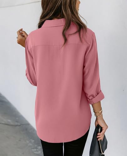 Image of siliteelon Striped Button Down Shirts Women Cotton Long Sleeve Work Blouses