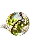 Mountain Moss Necklace, Nature Inspired Resin Jewelry with real Forest Plants, Green Handmade Pendant, Sphere size 3/4 inch