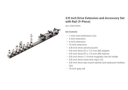 Image of TEKTON Extension and Accessory Set with Rails and Tray, 27-Piece | SHA99201