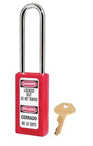 Master Lock 411LTRED Lockout Tagout Safety Padlock with Key, Extended Length Shackle