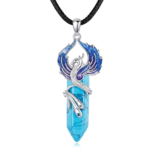 Horse/Phoenix/Owl/Dog/Cow/Fox Necklace Sterling Silver Turquoise/Dalmatian Pendant Crystal Necklace Horse Jewelry Gifts for Women