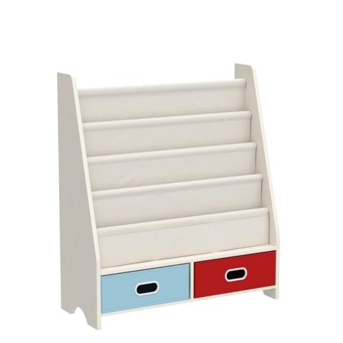 Image of SEIRIONE Sturdy Kids Bookshelf, 5-Tier Book Shelf for Kids Room, Nursery Room, Playroom Classroom, Deep Slings to Keep Books Upright, Ideal Height for Toddler Age 3+, White