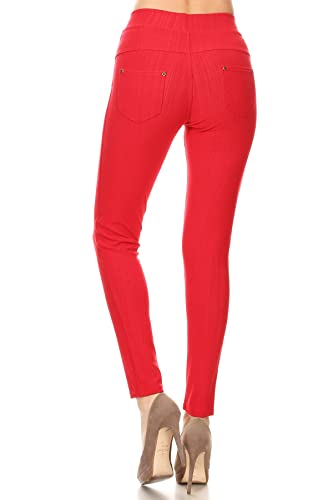 Image of Leggings Depot Women's Cotton Blend Stretch Pull-on Jeggings Casual Pants with Pockets (Available in Plus Size)