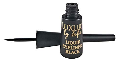 Luxury By Sofia Liquid Eyeliner | Organic & Natural Ingredients, Sweat Proof & Waterproof | Vibrant Glossy Finish For Striking Appearances | Improve & Grow Thicker Lashes w/Rosemary Oil