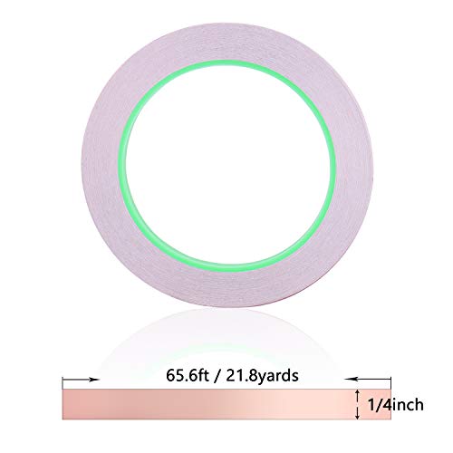 6 PCS Copper Foil Tape with Double-Sided Conductive Adhesive,【1/4inch X 21.8yards】PEMOTech Conductive Copper Tape for Stained Glass, EMI Shielding, Soldering, Grounding, Paper Circuit, DIY Craft - Thumbnail 2