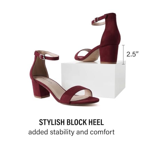 Image of J. Adams Daisy Heeled Sandals - Ankle Strap Low Block, Open Toe Dress Pumps, Chunky Heels - Dressy Shoes for Women - Bridal, Wedding, Summer Sandals