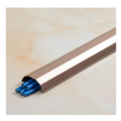 Cubrecables para piso, cubrecables adhesivos, cubrecables de acero inoxidable para pared, protector duradero para gestión de cables (oro rosa) miniatura 1