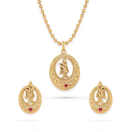 Image of Rubans Temple Necklace Set Traditional Stylish Jewellery Gift for Women & Girls