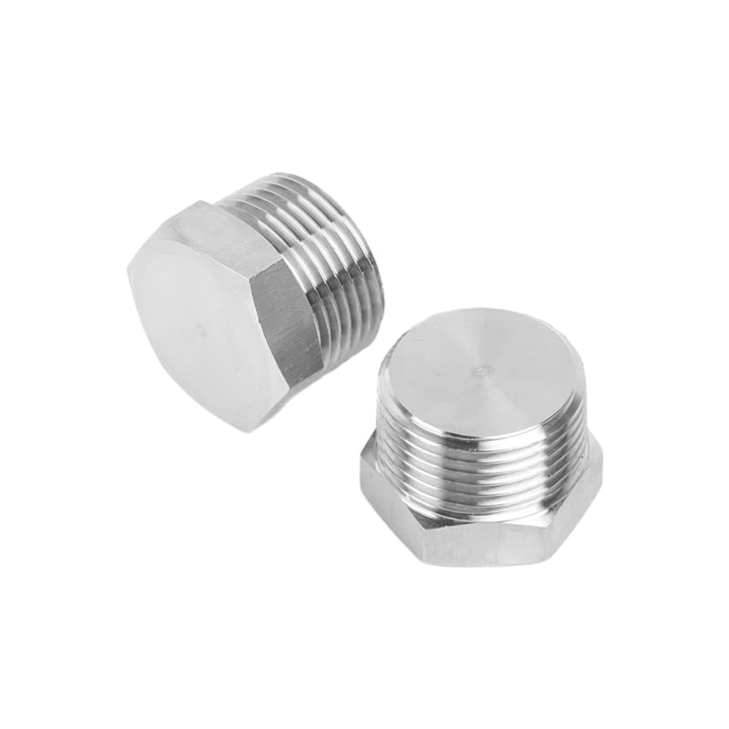 1PC NPT/BSPT Size 1/8'' - 2'' Male Thread 304 Stainless Steel Hex End Cap Outer Hexagon Solid Plug Oil Water Pipe Plumbing Fitting (Size : NPT, Style : 1/4