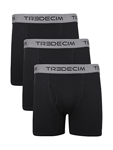 TREDECIM Men's Organic Cotton Ultra Comfort Knit Boxers Briefs Underwear Without Side Seams 3-Pack