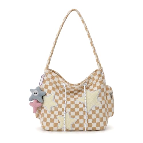 Image of KAMEILONG Star Crossbody Bag Women Corduroy Tote Bag Aesthetic Messenger Bag Cute Shoulder Bag Y2K Hobo Bag