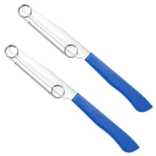 Ensemble de 2 couteaux de découpe rapide avec ressort amovible, couteaux polyvalents pour éplucher les fruits et légumes, couteau éplucheur en acier inoxydable pour tomates et pommes de terre, outil