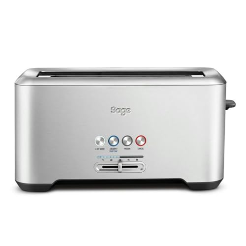 Sage - The A Bit More 4-Slice Toaster Variable Browning Control Extra-Wide Slots 1800W LED Progress Indicator Brushed Stainless Steel- UAE Version 2 Year Manufacturer Warranty