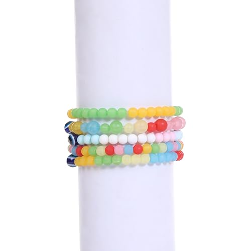 Image of Ambitieux DIY Bracelet Making Kit for Girls - 12 Types Colorful Beads with Charms, Elastic Thread, Earrings, Clasps & Rings - Jewellery Craft Kit for Kids, Birthday Return Gift, Rakhi Special Set for 2 3 4 5 6 7 8 9 10 years (6mm Moon matt)