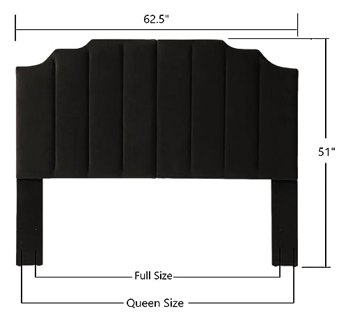 24Kf 6026-Q-BLACK Velvet Upholstered Queen Size Headboard Full Size Headboard,Tufted Headboard thumb #1