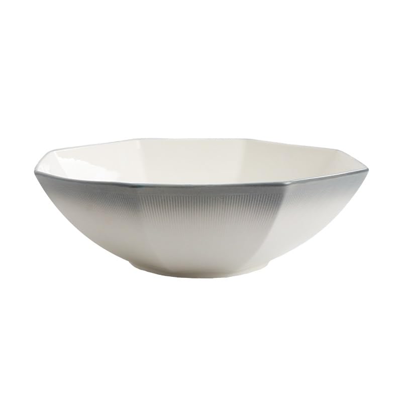 Miski do Ramen Miska na owoce Szara ceramiczna miska na zupę Kreatywna miska na owoce Wielokątna miska kuchenna Nadaje się do sałatki, deseru, mleka, salaterki do płatków śniadaniowych Talerze