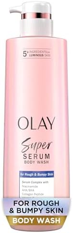 Olay Super Serum Body Wash for Rough & Bumpy Skin, Hydrating & Renewing Serum Complex with Exfoliating Minerals for Luminous Skin, 18.5 fl oz