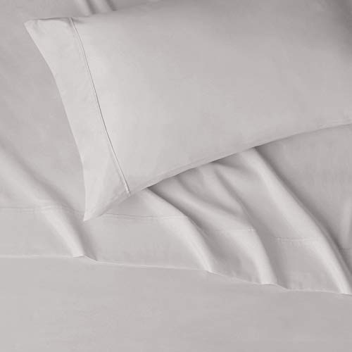 Image of Amazon Basics Lightweight Super Soft Easy Care Wrinkle Free Microfiber 3 Piece Bed Sheet Set with 14-Inch Deep Pockets, Twin, Light Gray, Solid, Kids, Men & Women Bedding (Pack of 4)