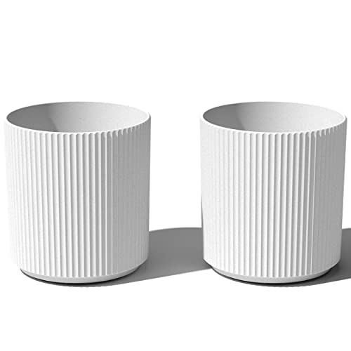 Image of Veradek Demi Series Round Planter for Porch, Patio, Backyard | Durable Plastic-Stone Composite Material | Modern Decor for Tall Plants, Flowers