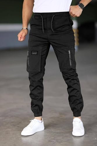 بنطلون كارغو رجالي كاجوال بجيوب متعددة وسحاب، تصميم عصري مريح ومناسب لجميع الفصول سويت بانتس كارجو للشباب والرجال من ميزة (اسود, XXL)