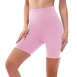 SINOPHANT High Waisted Women Biker Shorts - 6” Buttery Soft Elastic Tummy Control Shorts for Gym, Yoga, Workout(S-M,Pink)