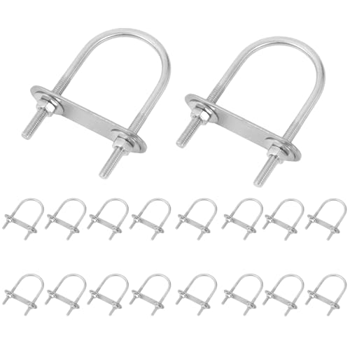 Image of 18 Sets Round U Bolts 1.34 inch(34mm) Inner Width 75mm Length Zinc Plated Steel M6 with Nut, Plate, Washer