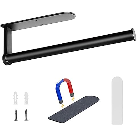 Magnetic Paper Towel Holder, OBODING, 3-in-1 Multifunctional Black Kitchen Paper Towel Holders with Strong Magnetic Backing, for Kitchen, Refrigerator, Grill, Garage, Toolbox, RV (Black) Cover