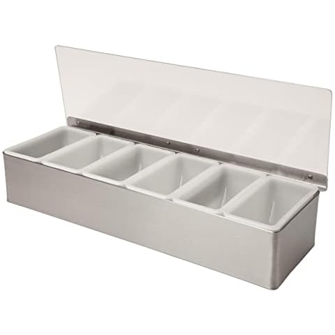 Stainless Steel Condiment Holder 6 Compartments x 1 Pint Cover