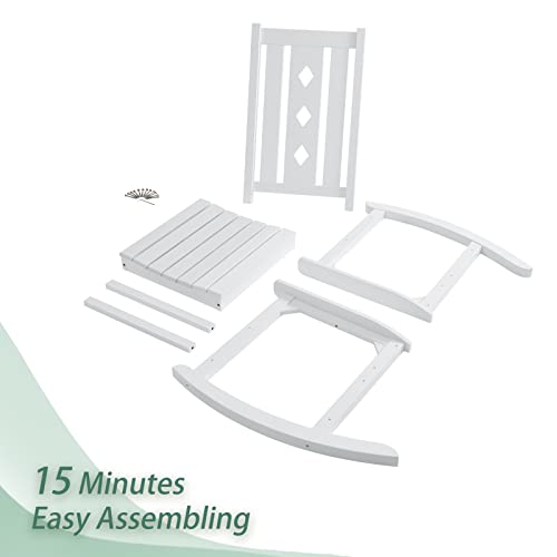 Efurden Patio Set, 2 White Rocking Chair And 1 Outdoor Side Table Set, Poly Lumber Material With Fade Resistant And Weather Resistant Features #TOP5