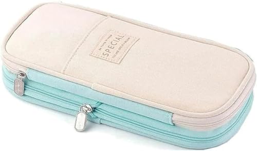 Image of WORSHIPER Big Capacity Pencil Pen Case Bag with Zipper Office College School Storage Large Capacity Bag Pouch Holder Box Organizer Colorful (Special - Light Aqua)