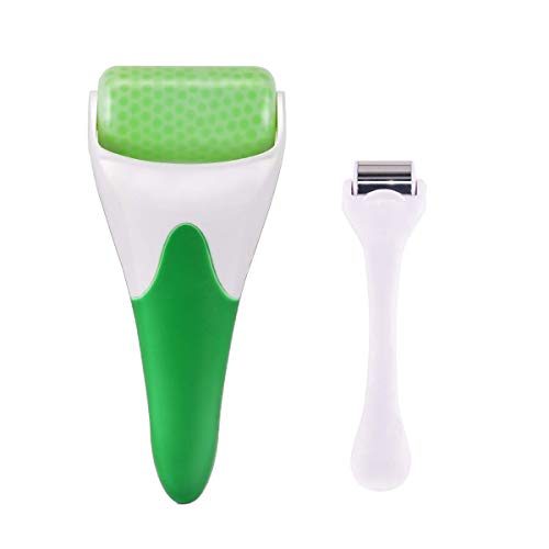Ice Roller for Face & Eye, Facial Beauty Massager Tool Puffiness Migraine Pain Relief Minor Injury Skin Care Products 2PCS (Green)