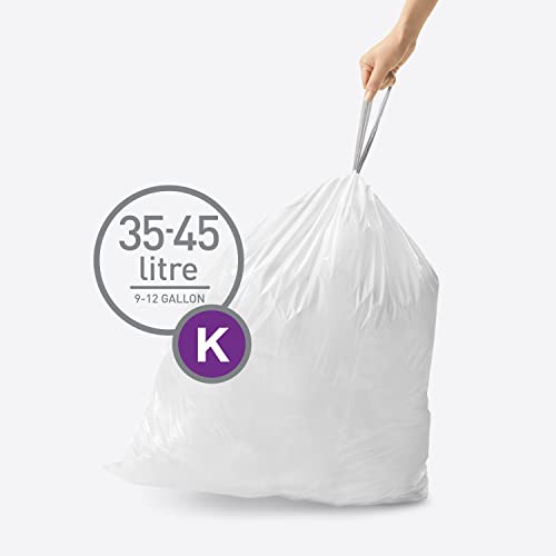 Image of simplehuman Code K 240 Count, Genuine Custom Fit Liners, Drawstring Trash Bags in Dispenser Packs, 35-45 Liter / 9-12 Gallon