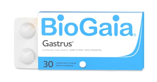 BIOGAIA GASTRUS L. reuteri Gastrus DSM 17938 + ATCC PTA 6475 Box mit 30 Kautabletten mit Mandarinen-Aroma