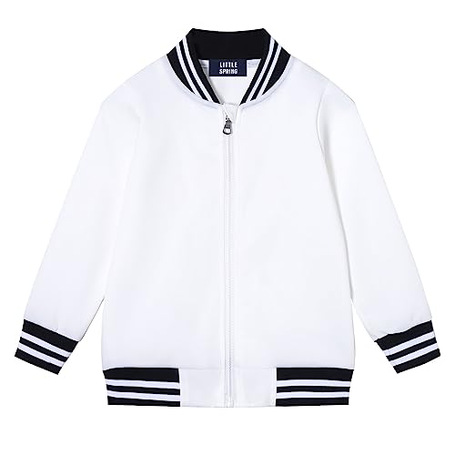 LittleSpring Boys Girls Varsity Baseball Jacket Zip Up Bomber Jacket Thin 2-10Years