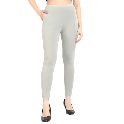 Image of ONE SKY Women Ankle Length Leggings | Premium Cotton Modal Spandex Blend | High Waist Stretchable & Bio-Washed Fabric | Colour-Lock | Ethnic Leggings for Women