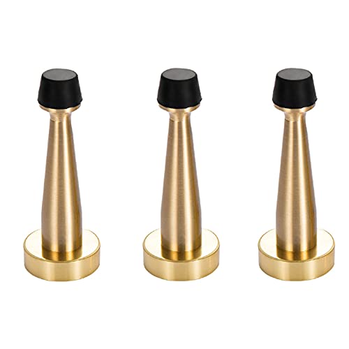 3 peças de batente de porta de latão, rolha de porta longa com amortecedor de amortecimento de som s