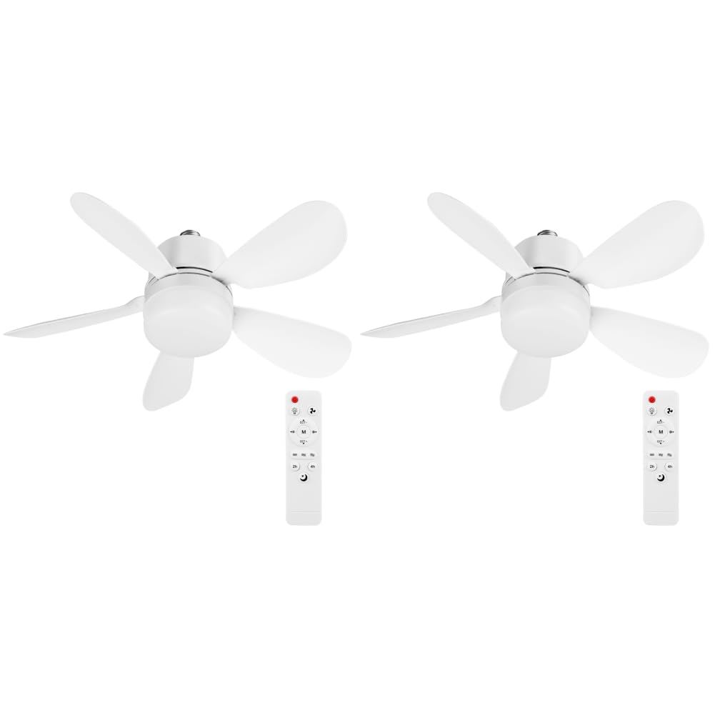 30W-2Pcs Ceiling Fan With Lights, E26 E27 5-Blade Fan Light 3Cct Dimmable (3000K-6500K) Low Profile Flush Mount Ceiling Fan For Bedroom Kitchen Living Room