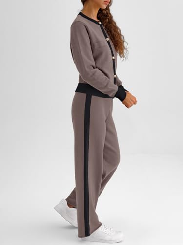 LILLUSORY Womens Lounge Sweater Sets 2 Piece Set Matching Cardigan Sweaters and Wide Leg Pants Fall Outfits 2025 Fashion3