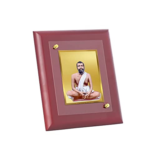 Image of DIVINITI Prima Pure 24K Gold Plated Ram Krishna Religious Frame - Luxury Home, Office & Mandir Decor | Premium Gold Foil Artwork in MDF Frame | Table Top Display (21.5 X 17.5 CM)