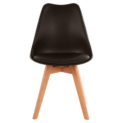 Premier Housewares Dining Black Chair Faux Leather Dining Chair Cushion Table Chair Beechwood legs Kitchen Table and Chairs Dining Chair