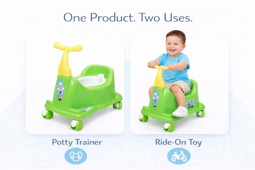 Image of Maanit Scooter Style Baby Potty Seat With Removable Lid Bowl (Green), 1 Unit