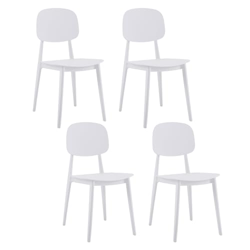 Reviews de Comedor de Cuatro Sillas - 5 favoritos. 42 TOPLIVING Set de Sillas para Comedor Aptas para Interior y Exterior, Juego de Comedor 4 Sillas de Plástico Resistente Apilables Diseño Moderno con Respaldo Ovalado Color Blanco
