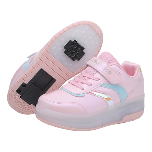 Yummsion Zapatillas con Ruedas,Zapatillas Patines,Zapatillas Ruedas NiñA,Zapatillas con Ruedas NiñO con Luces LED,2 En 1 Zapatillas Patines,Zapatillas con Luces LED,Multifuncionales