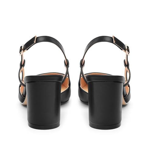 Chunky Heels for Women Slingback Adjustable Strap Pointed Toe Wedding Dress Pumps Comfort Prom Shoes4