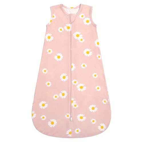 LILBESTIE Baby Sleeping Bag 0.5 Tog 0-6 Months 100% Cotton Baby Summer Sleeping Bag Lightweight Sleep Sack Pink flower