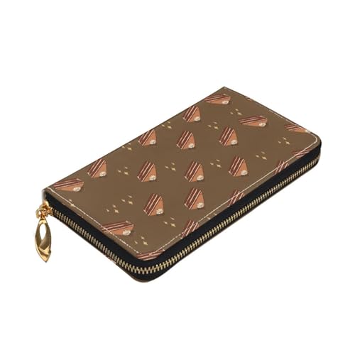 Chocolate Squares Cake Long leather wallet - with zipper - portable and waterproof, suitable for office, study and daily use3