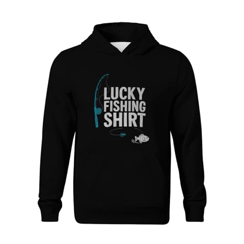 Kids Lucky Fishing Shirt Retro Boys Girls Lightweight Kangaroo Pocket Fleece Hoodies2