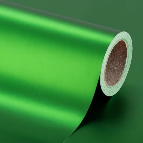Wikadlik Geschenkpapierrolle, mattgrün, 43 cm x 10 m, einfarbig, Geschenkpapier für Halloween, Weihnachten, Vatertag, Geburtstag, DIY Blumenstrauß